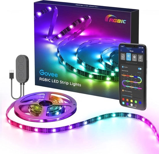 Striscia LED RGBIC da 2m acqua resistente con controllo via app - sincronizzazione con la musica per l'illuminazione di sfondo per TV - comando USB per TV, PC, decorazione e festa