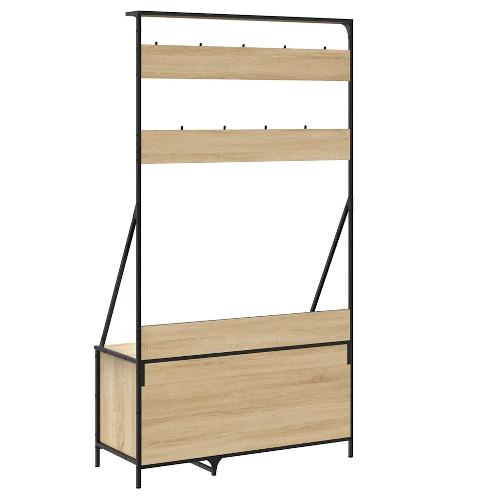 Appendiabiti con Porta Scarpe-Scarpiera con Appendiabiti Rovere Sonoma 100x41x184 cm