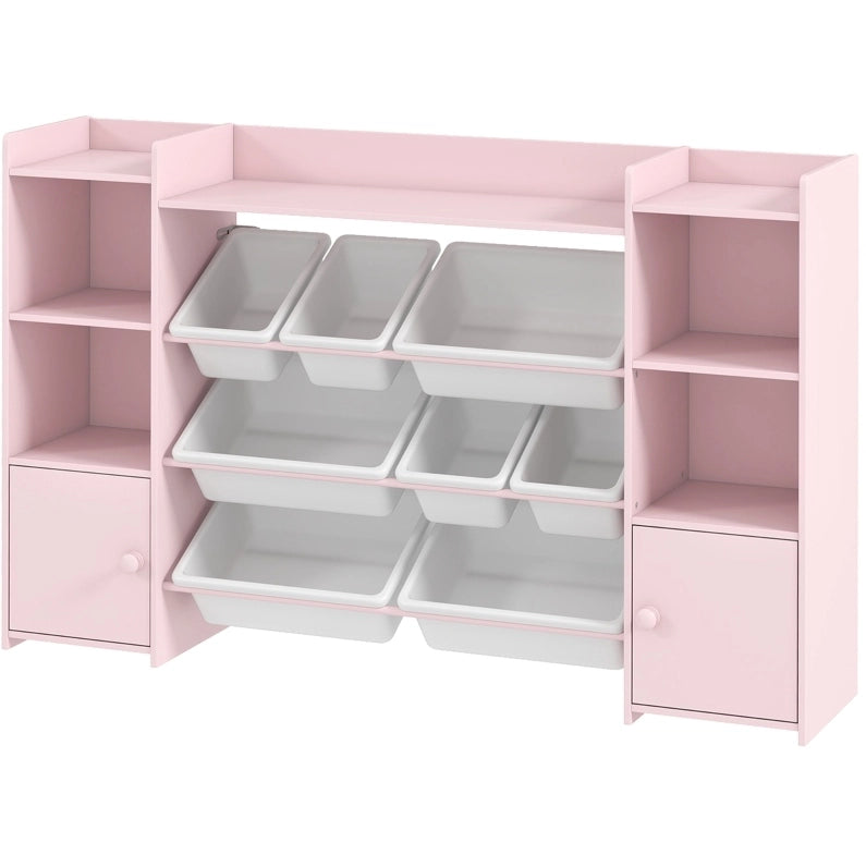 Libreria portagiochi per bambini rosa con 8 box estraibili