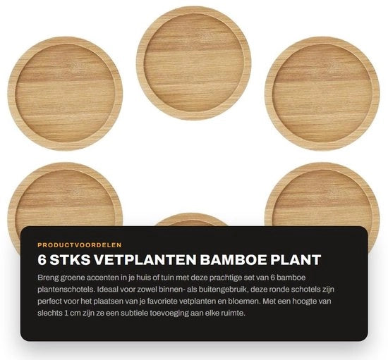 Set di vasi in bambù a forma rotonda - 6 pezzi - ecocompatibile - leggero - manufatti artigianali