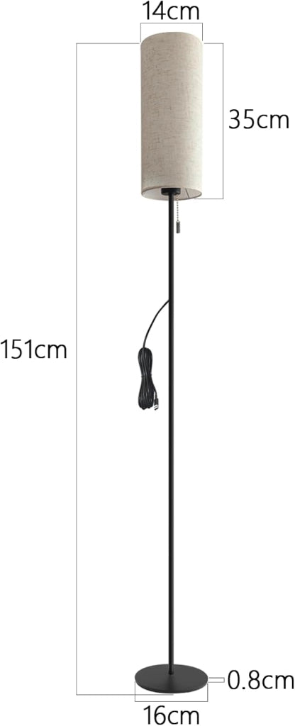 ZMH Lampada da terra LED retrò paralume tessuto dimmerabile interruttore cavo per soggiorno
