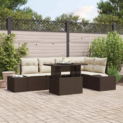 Set Divano da Giardino con cuscino 6 pcs Marrone Poly Rattan 3349184