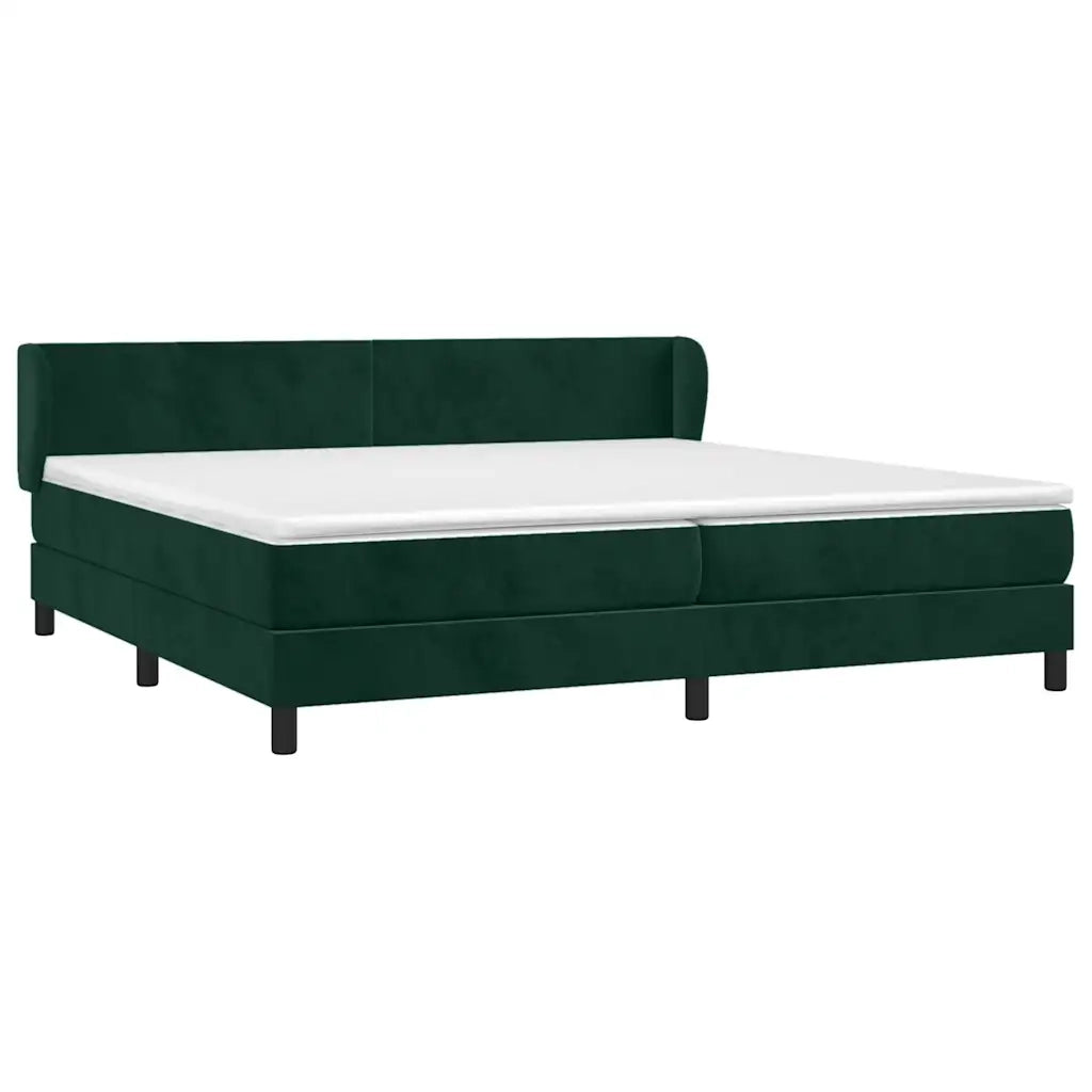 Giroletto a Molle con Materasso Verde Scuro 200x200 cm Velluto