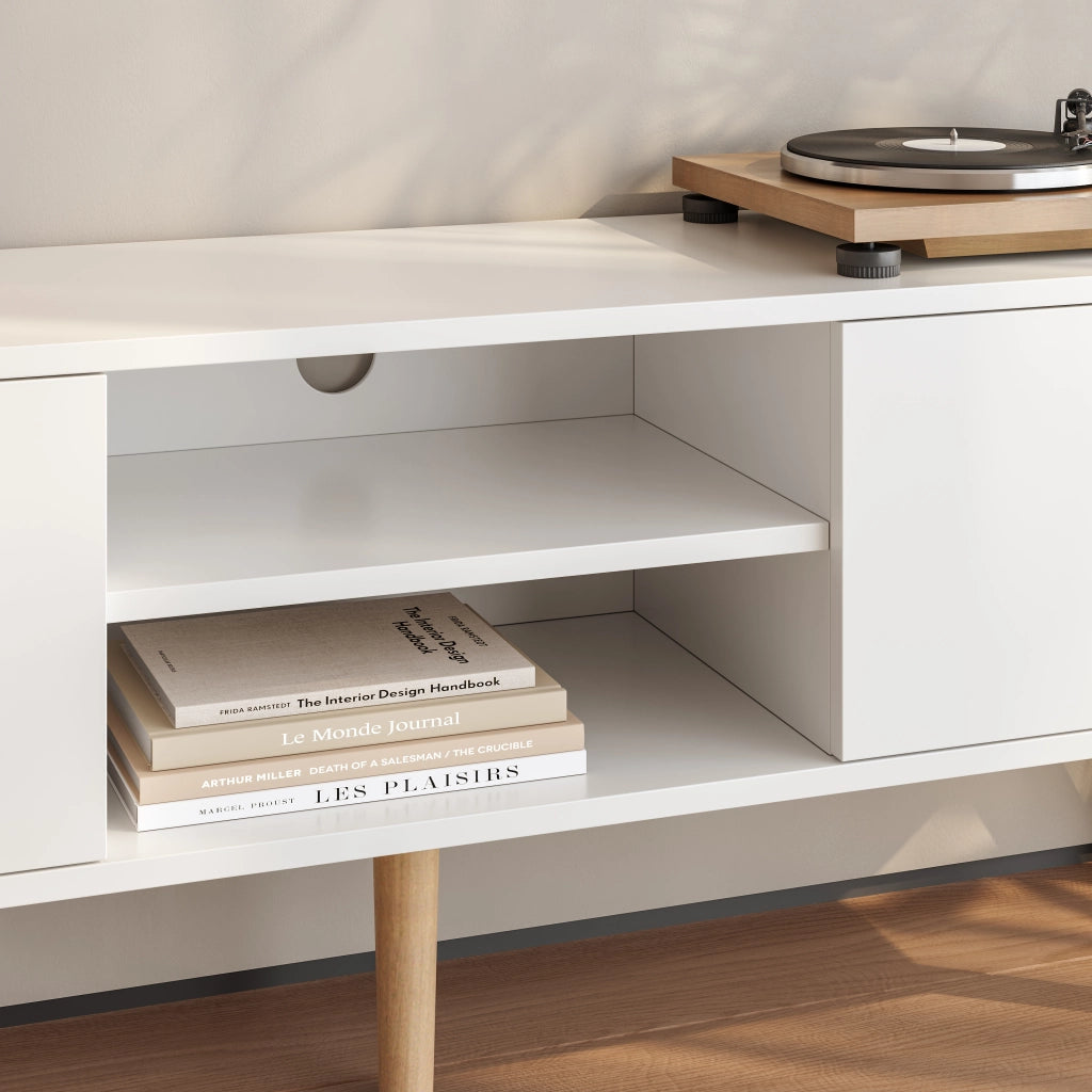 Mobile Porta TV Eskilstuna a 2 Ante e Ripiani 120 x 30 x 47 cm - Bianco [en.casa]