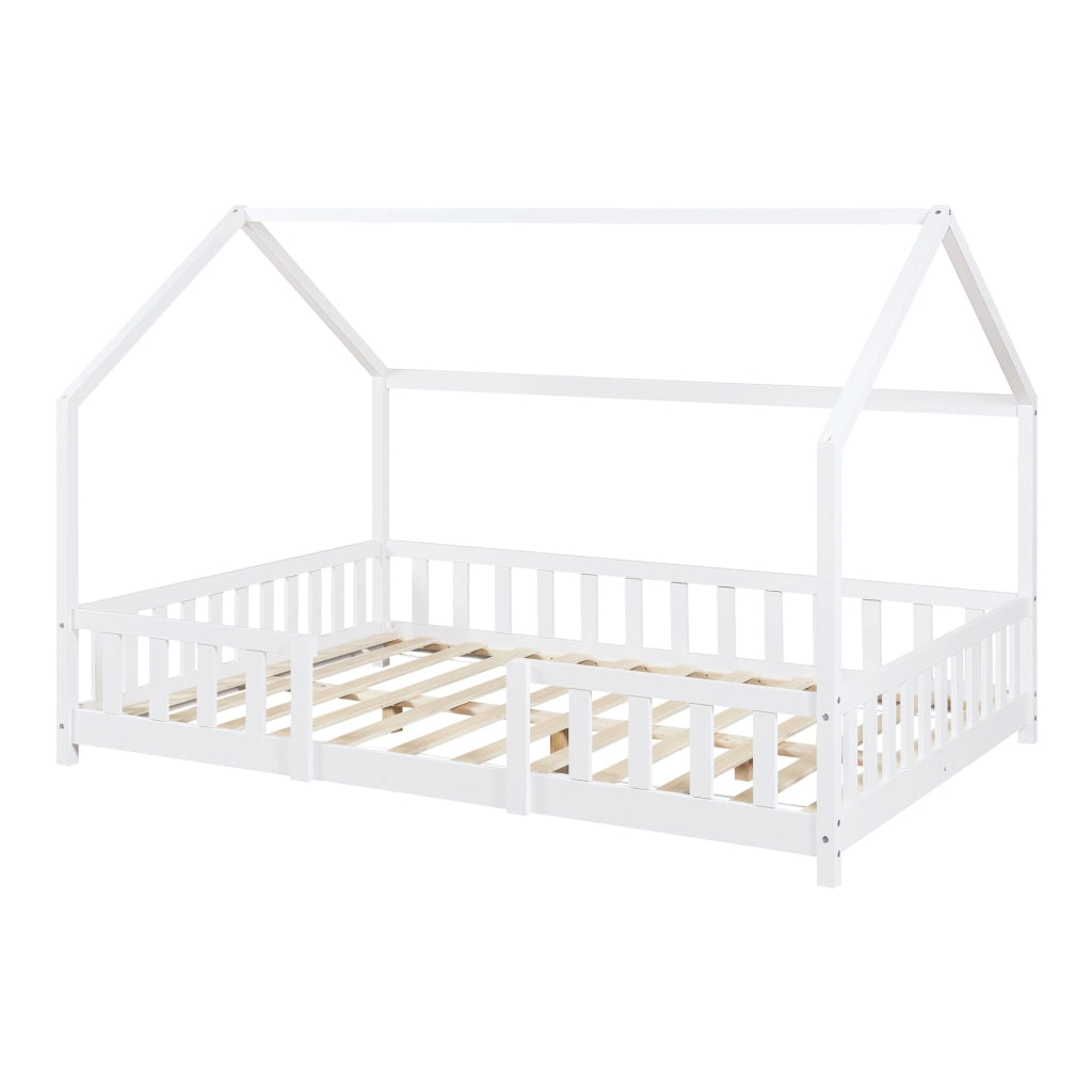 Letto per Cameretta Sisimiut a Forma di Casetta con Materasso 140x200 cm Bianco [en.casa] [neu.haus]