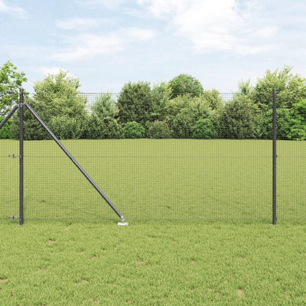 Set di Pali di Recinzione Grigi Set di 2 Grigio Metallo, Plastica