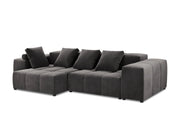 Cosmopolitan Design - Divano angolare modulare reversibile "Rome" 4 posti in velluto grigio scuro 