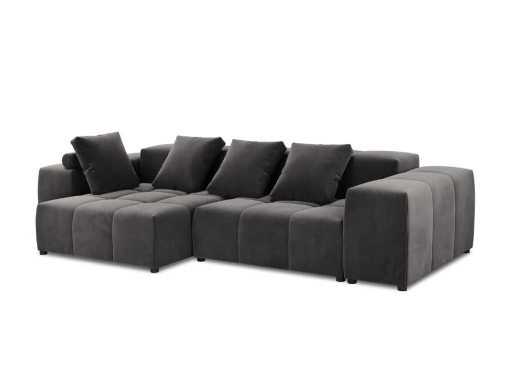 Cosmopolitan Design - Divano angolare modulare reversibile "Rome" 4 posti in velluto grigio scuro 
