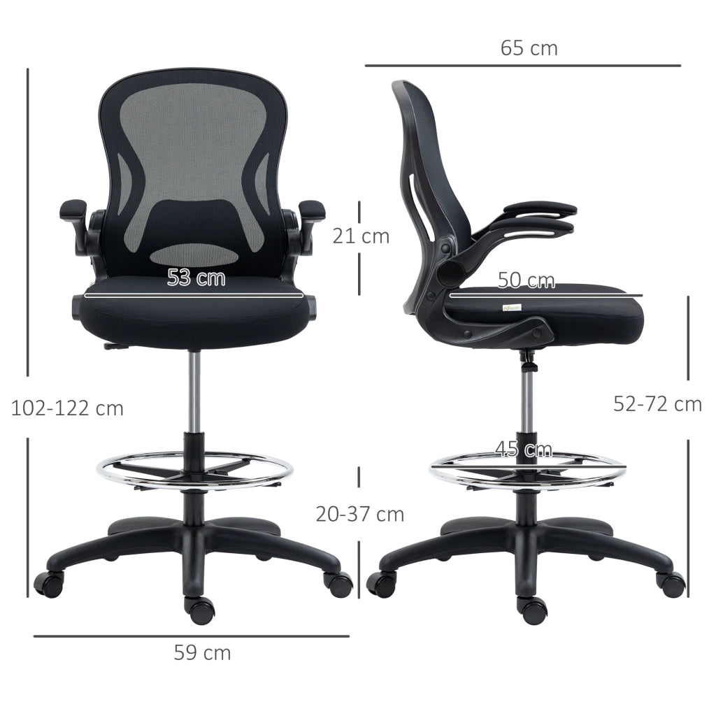Sedia da ufficio con schienale regolabile ¨C zephmum ¨C nero, 59x65x102-122 cm