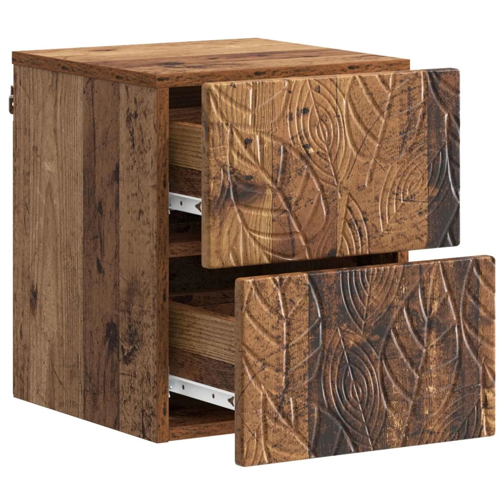 Mobiletto da notte a muro 2 pz Legno antico 34,5 x 33 x 40 cm 898822