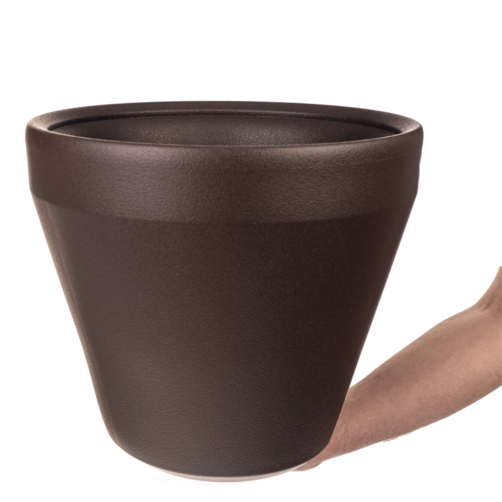 Vaso da fiori KADAX, grande, rotondo, per giardino e terrazzo, marrone, 39 cm