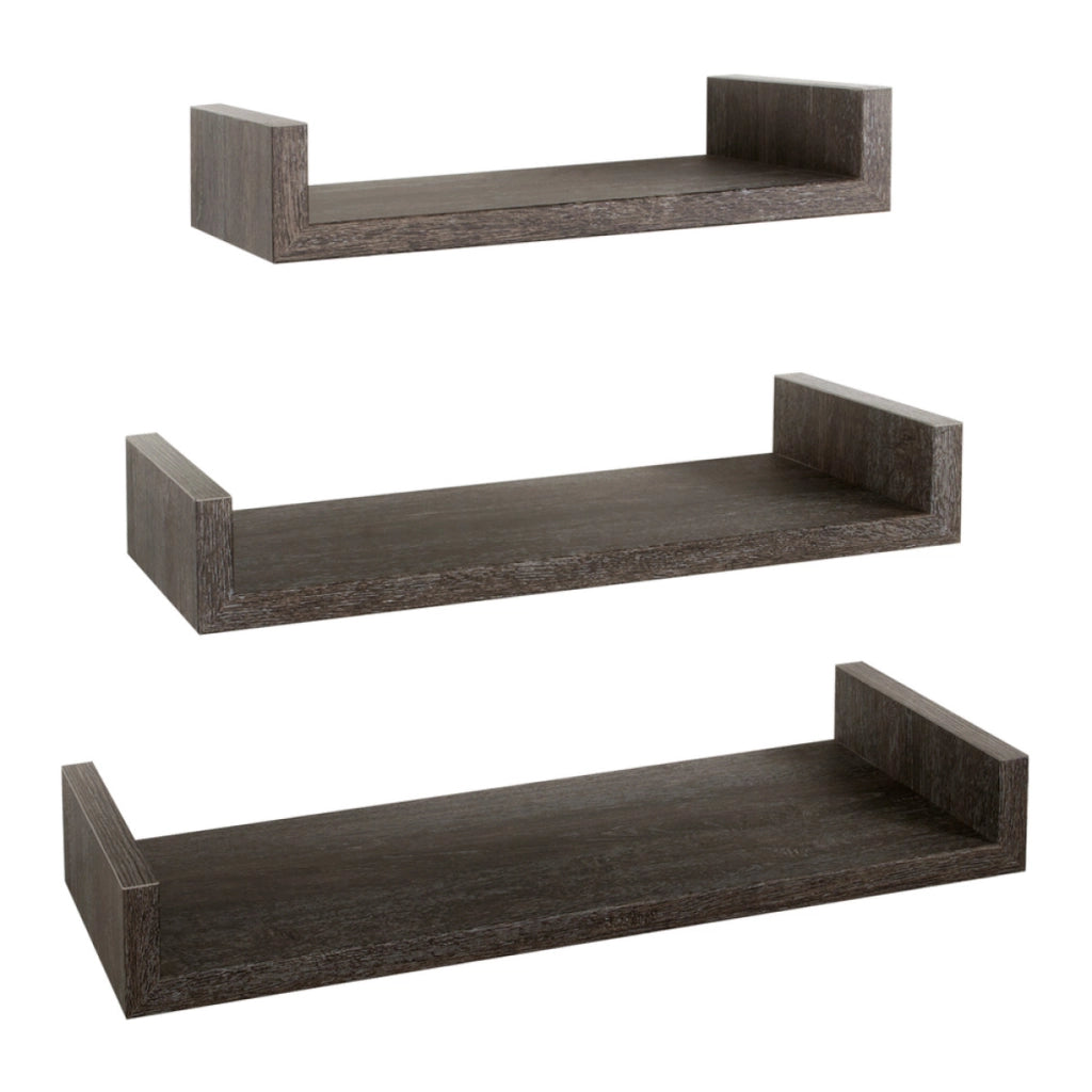 Set di 3 Mensole da Muro Modello CALAMITA MAXI, Mensole Muro Design, Mensola da Parete. Misure 60x8 p23.7 cm, 50x8 p23.7 cm e 40x8 p23.7 cm. Finitura   ROV. SCURO - MADE IN ITALY