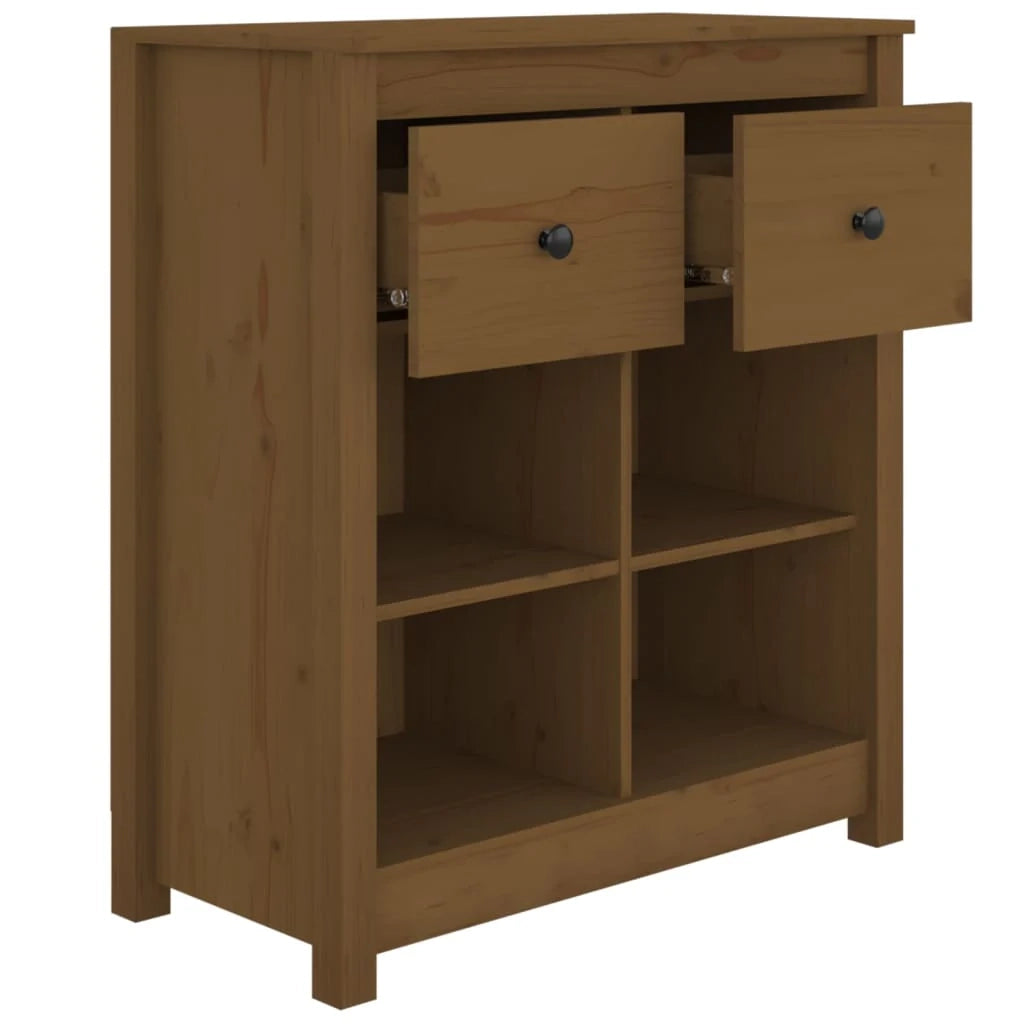 Buffet credenza cassettiera armadio mobile contenitore organizer per cucina soggiorno salotto 70 x 35 x 80 cm legno massello di pino marrone 02_0035761