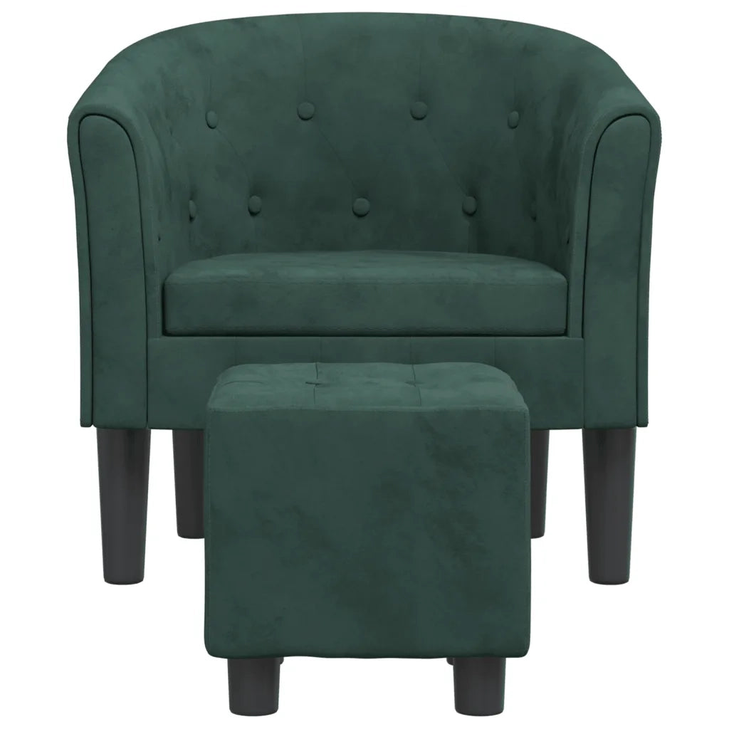 Poltrona | Sedia Relax Cabriolet con Poggiapiedi Verde Scuro in Velluto