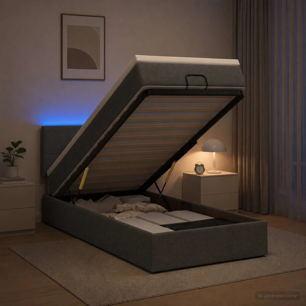 Letto Ottomano con Materasso e LED Grigio Scuro 80 x 200 cm 3456864