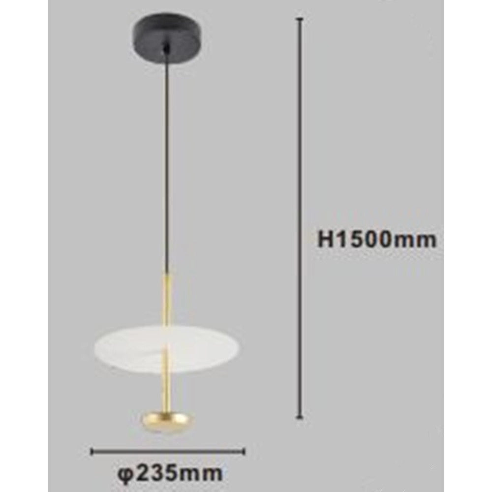 Trade Shop - Lampadario A Sospensione Luce 4000k Led 12w Disco Paralume Piatto Oro Rotondo 33139 -
