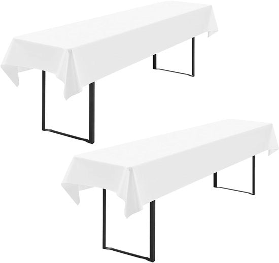 Tavolo Esterno 2 in 1 250 x 110 cm Telaio in Poliestere, Lavabile e Resistente, Copertura per Feste di Giardino, Feste di Compleanno o Barbecue (Bianco)