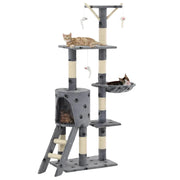Tiragraffi albero per gatti cuccia per gatti giocattolo peluche sisal 138 cm grigio motivo a impronta di zampa 3702037