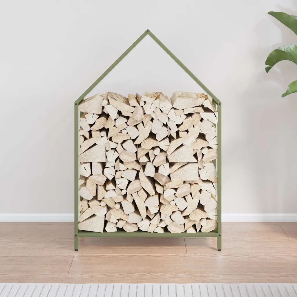 Rastrelliera per Legna da Ardere Verde Oliva 60x25x90 cm