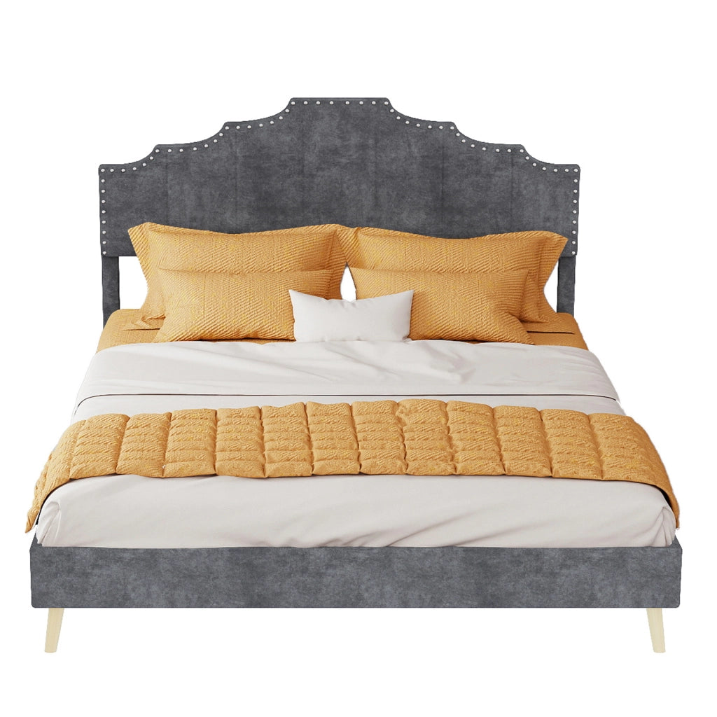 letto moderno in tessuto e metallo grigio 140 x 200 cm