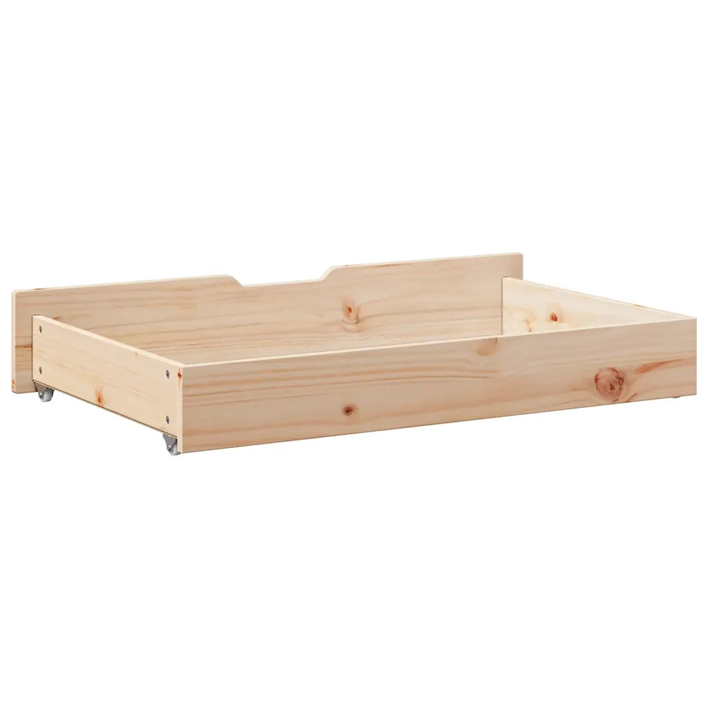 Cassettoni Letto con Ruote 2 pz 90x55x17 cm Legno Massello Pino