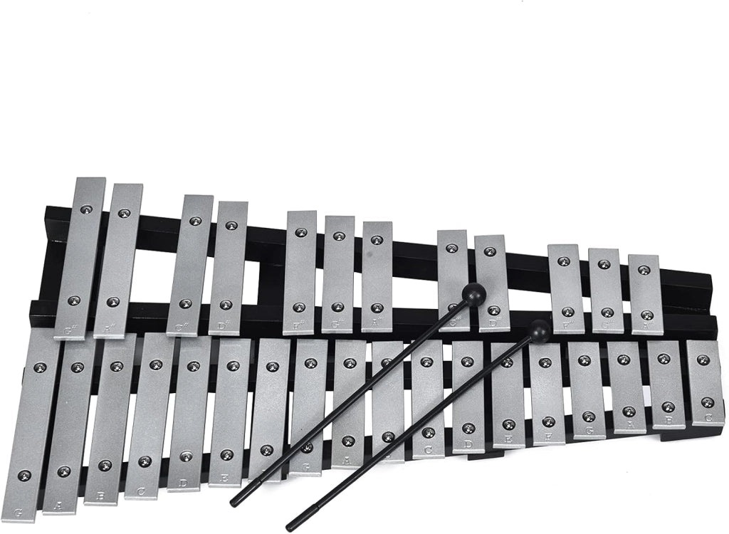 Xilofono 30 note, carillon con tasti in metallo e 2 bacchette, strumento a percussione a mano, con custodia per il trasporto, strumento musicale per bambini e adulti