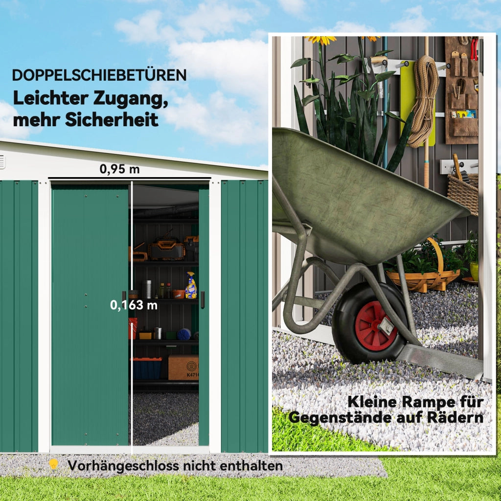 Capanno per attrezzi in metallo ¨C zephmum ¨C 2.8x3.45x2.01m Verde