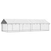 Cuccia/gabbia/recinto per animali domestici da esterno con tetto 600 x 200 x 150 cm Argento 02_0041911