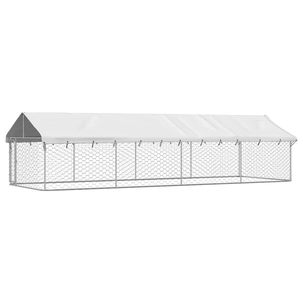 Cuccia/gabbia/recinto per animali domestici da esterno con tetto 600 x 200 x 150 cm Argento 02_0041911