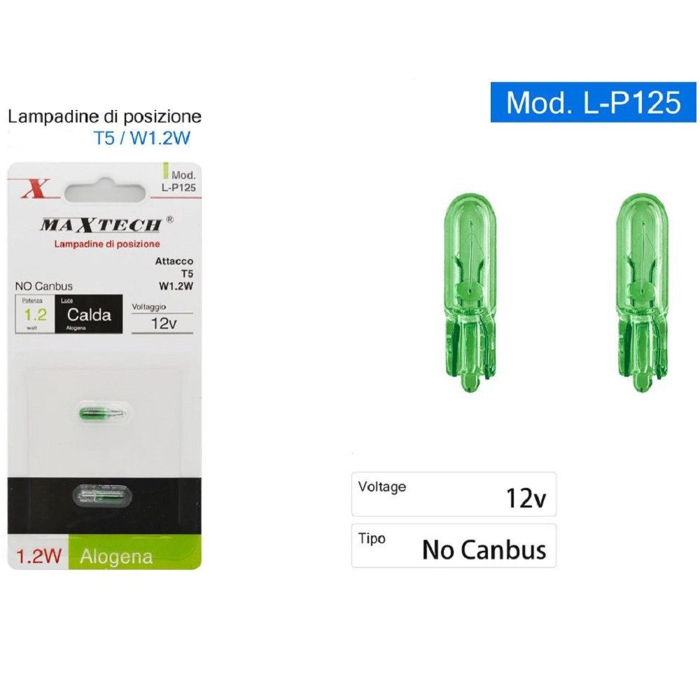 Trade Shop - Lampadine Di Posizione T5 W1.2w L-p125 12v 1.2w Auto Luce Calda Alogena No Canbus -