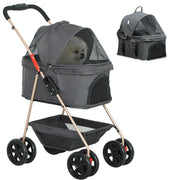Trasportino per Cani Pieghevole 3 in 1 con Borsa e Cestino ¨C Zephmum ¨C Grigio
