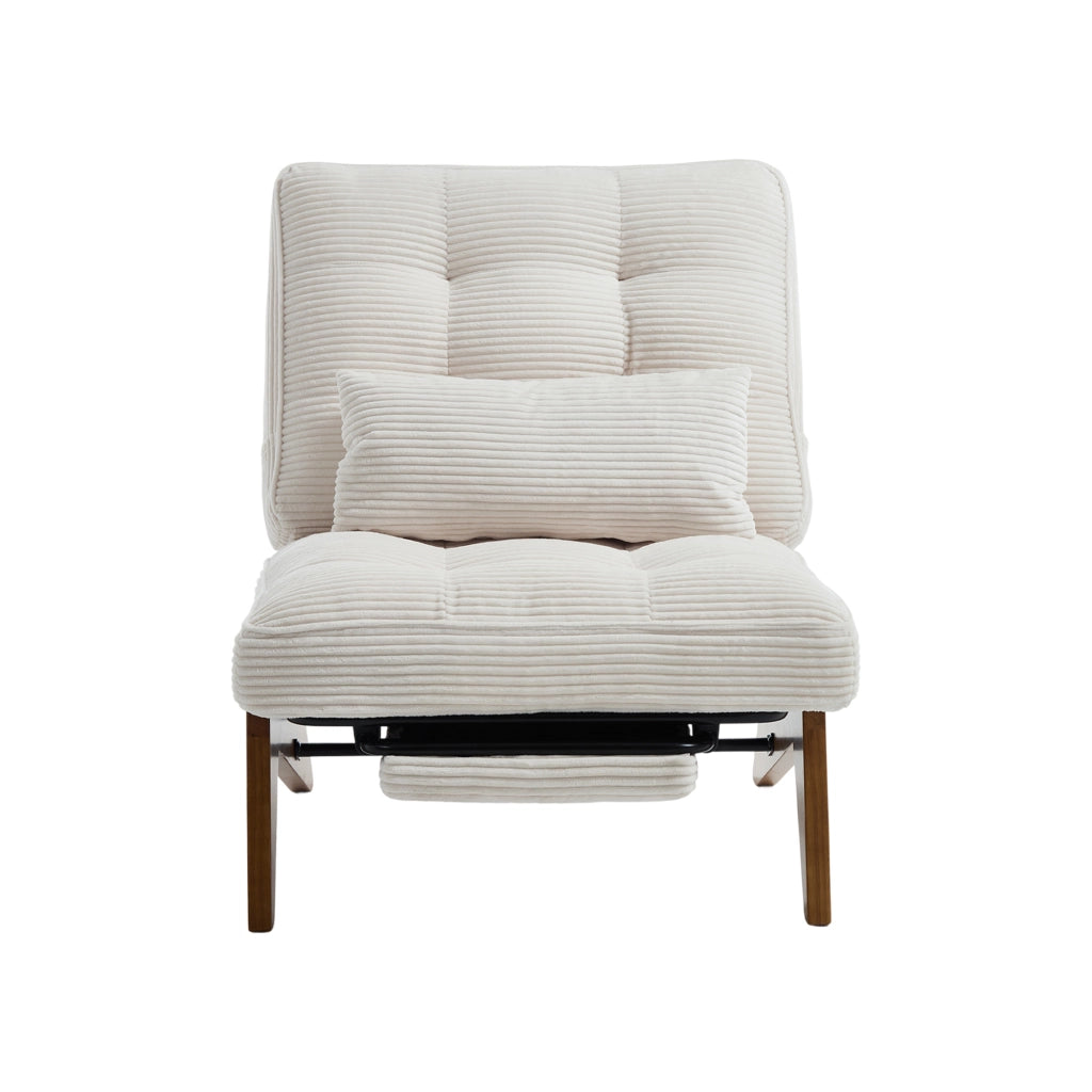 Poltrona Lounge Reclinabile con Poggiapiedi ¨C MINIMAL ¨C Tessuto, Cuscino Lombare, Gambe in Legno