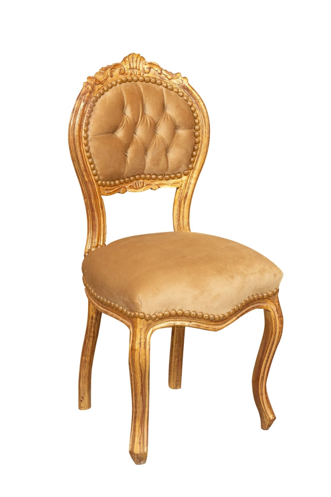 Biscottini Sedia poltroncina stile francese Luigi XVI in legno massello di faggio finitura oro