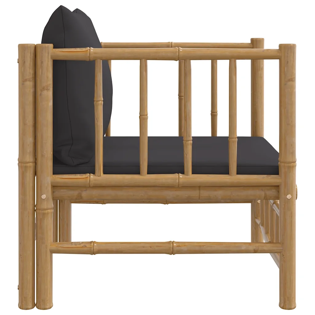 Divano da Giardino con Cuscini Grigio Scuro in Bambù 362311