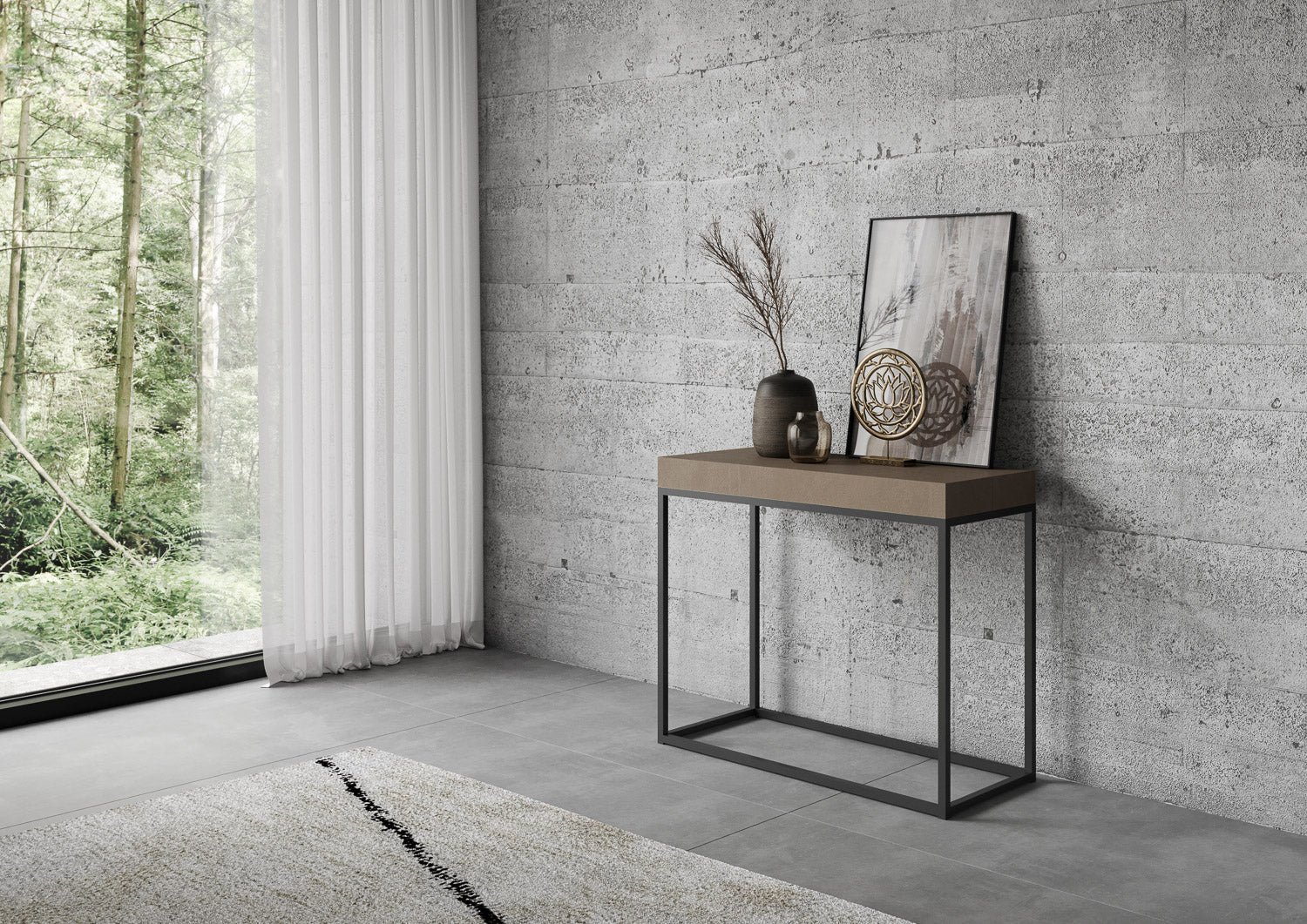 Consolle Allungabile 90-196x40x77 cm Nordica Small Tortora Telaio Antracite