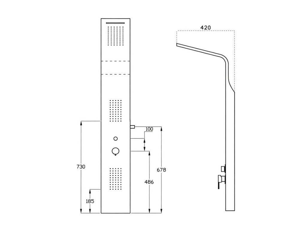 Colonna doccia pannello idromassaggio effetto cascata YH8125 RIO - Bianco
