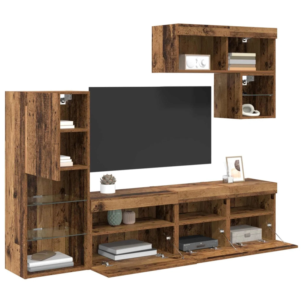 Unità per TV a Muro 6 pcs Legno vecchio Legno multistrato 3402974