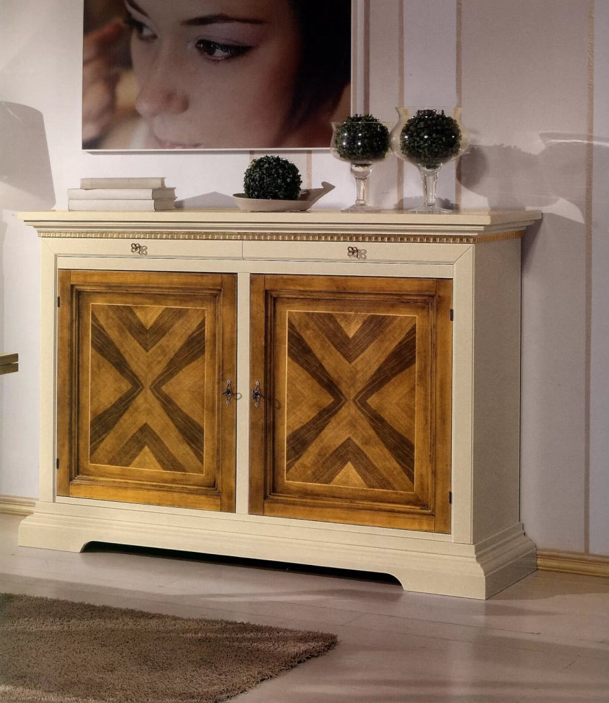 Madia credenza 2 ante  in legno avorio/noce  l.160 p.53 h. 115 - Mobili 2G