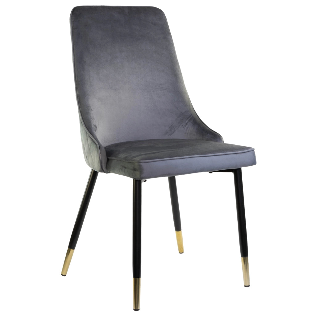 Sedia SAINT TROPEZ con Struttura in Metallo Nero e Oro Seduta Imbottita in Velluto, Poltroncina di D 1 X S.TROPEZ GRIGIO
