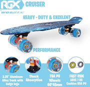 Minicruiser Skateboard 22 pollici - Skateboard per bambini e adulti - Illuminazione LED e Pneumatici PU 78A