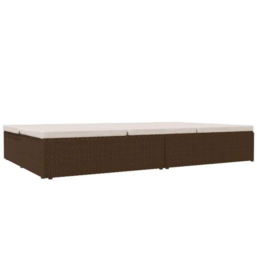 Lettino Prendisole Reclinabile con Cuscini Polyrattan Marrone 317239