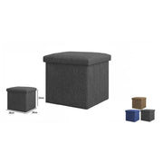 Trade Shop - Pouff Puff Pouf Contenitore Imbottito Con Seduta In Tessuto 38 X 38 X 35cm 69586 -