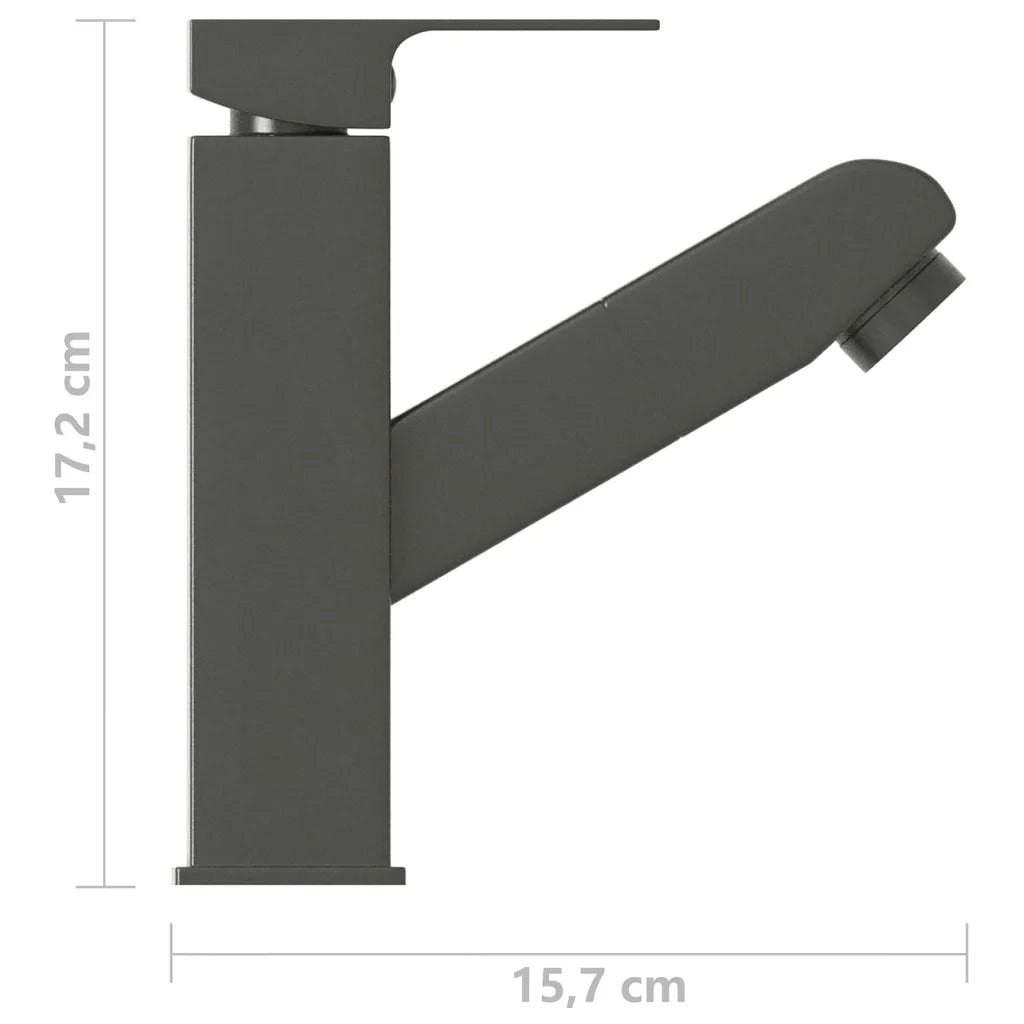 Rubinetto Lavabo da Bagno Funzione Estraibile Grigio 157x172 mm 149078