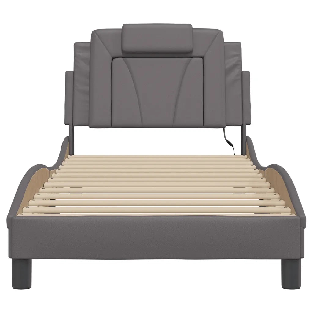 Giroletto Viana con LED senza Materasso-Struttura Letto Grigio 90x200 cm