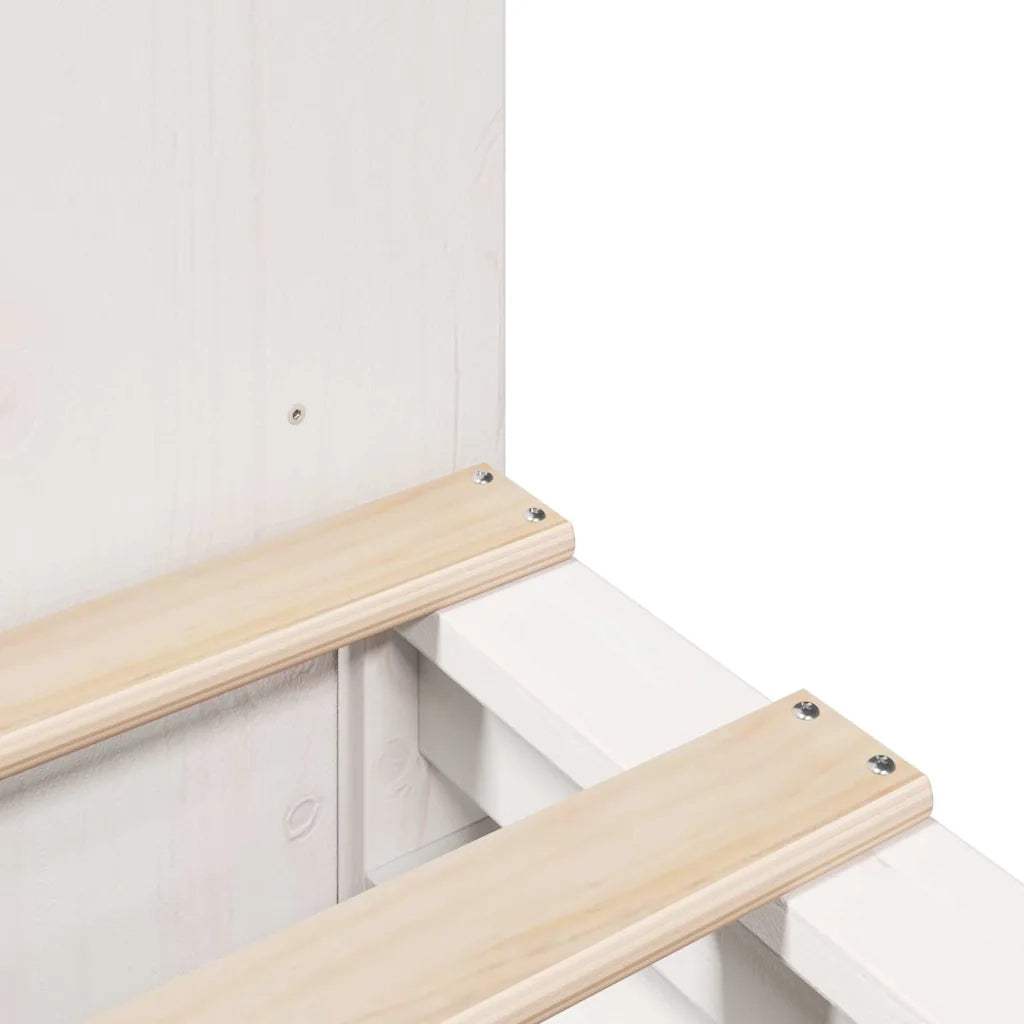 Letto Libreria senza Materasso-Struttura Letto con contenitore Bianco 150x200 cm Legno Massello