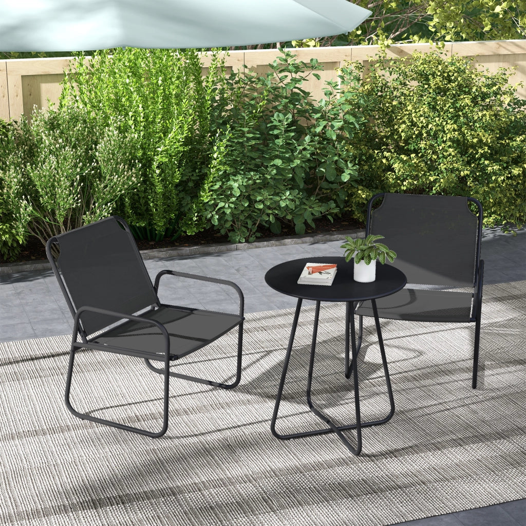 Set da giardino 3 pezzi con divanetto e tavolino ¨C zephmum ¨C grigio, acciaio, tessuto mesh