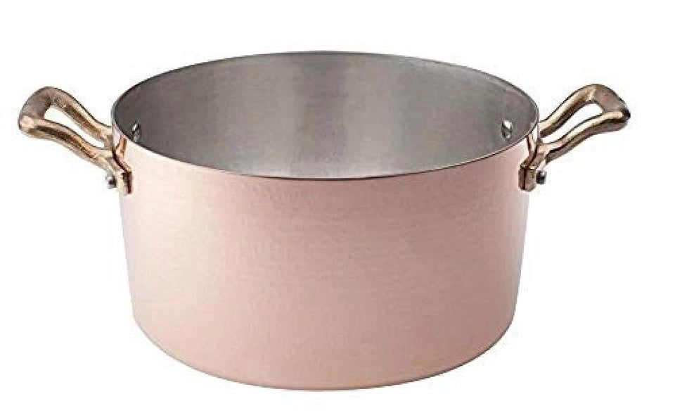 Casseruola in Rame Martellato con due Maniglie in Ottone 18 cm Agnelli