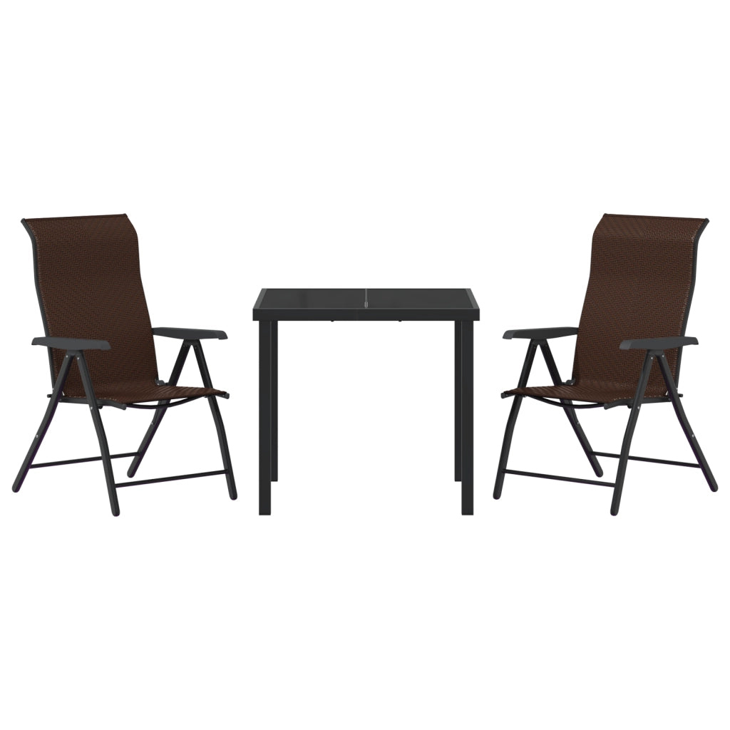 Set da Pranzo da Giardino 3 Pezzi Marrone Polyrattan