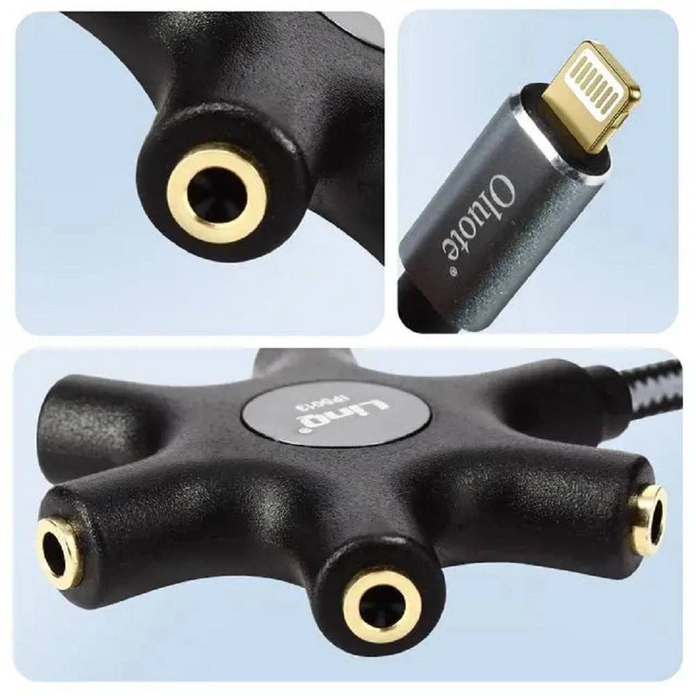 Trade Shop - Cavo Audio Da Lightning A 5x Jack Femmina Adattatore 5 In 1 Da 10 Metri Ip50100 -