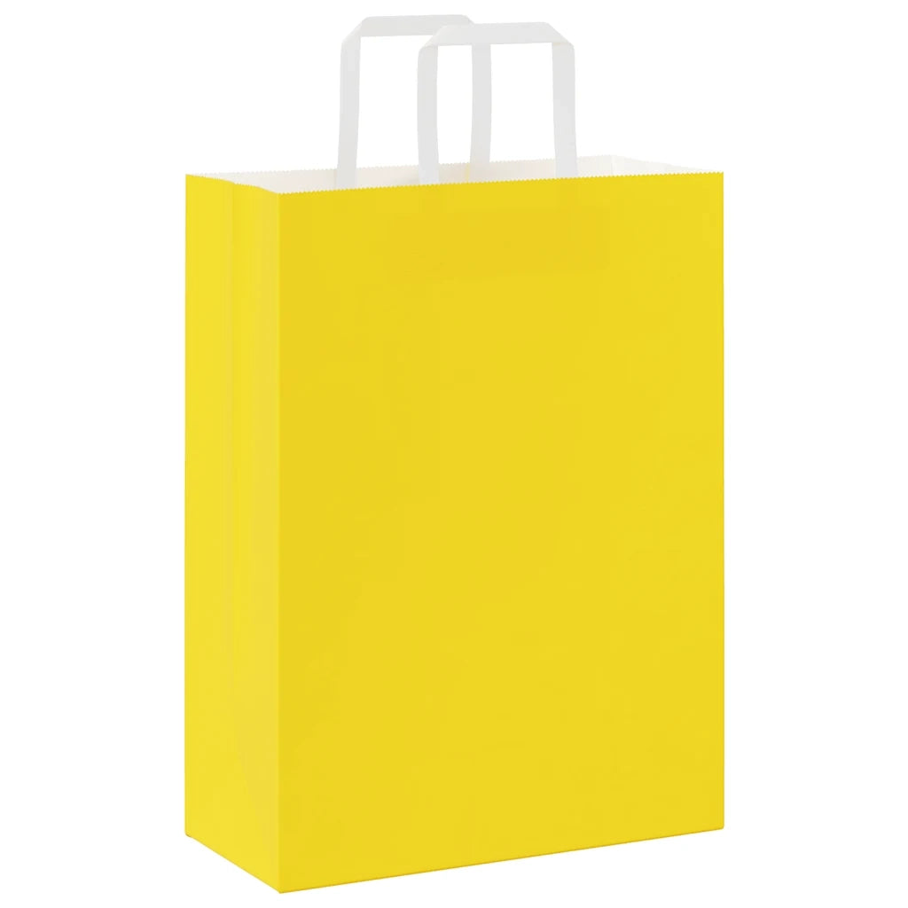 vidaXL Sacchetti di Carta 250 pz con Manici Gialli 26x12x35 cm